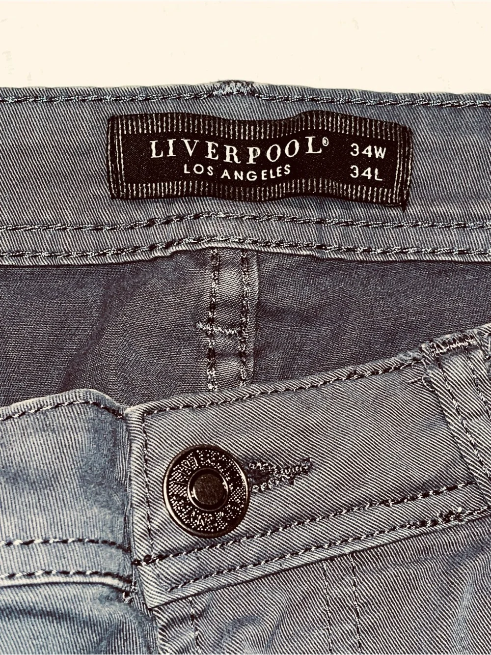 Liverpool Los Angeles Men’s 34W 34L Gray Slim Fit Stretch Pants Jeans